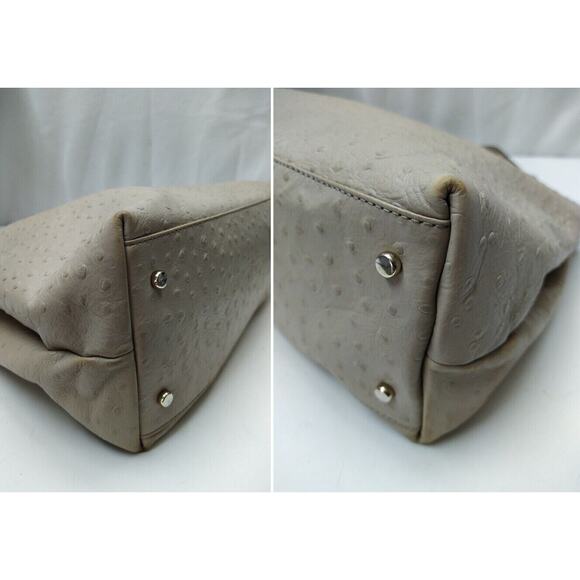 Kate Spade Beige Leather Ostridge Embossed Chain Strap Satchel Shoulder Bag - Picture 7 of 13
